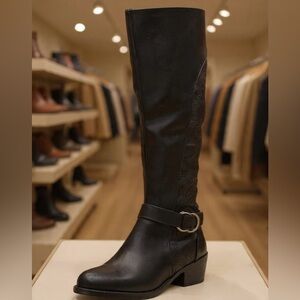 easy street Black Over-the-Knee Riding Boots with Buckle